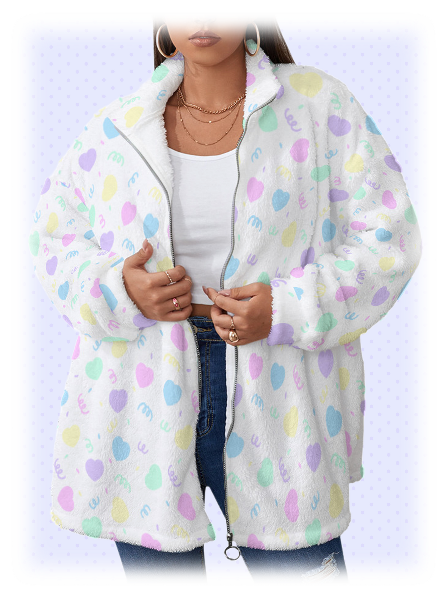 Heart Confetti Fuzzy Coat