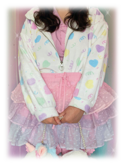 Heart Confetti Fuzzy Coat