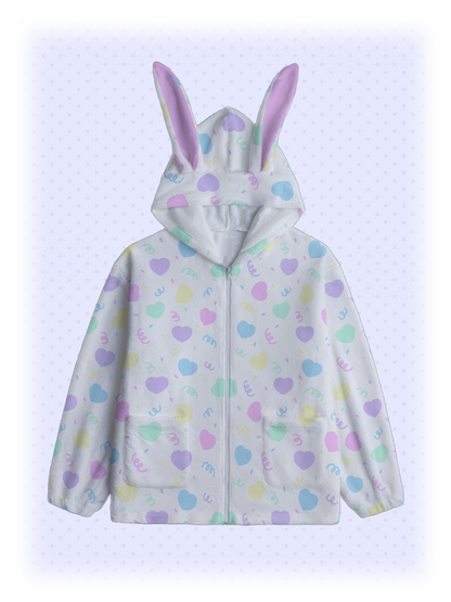 Heart Confetti Bunny Ear Hoodie