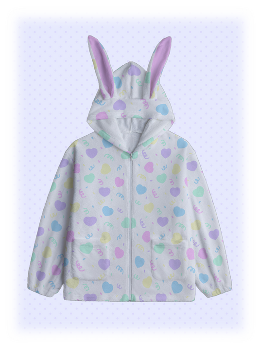 Heart Confetti Bunny Ear Hoodie