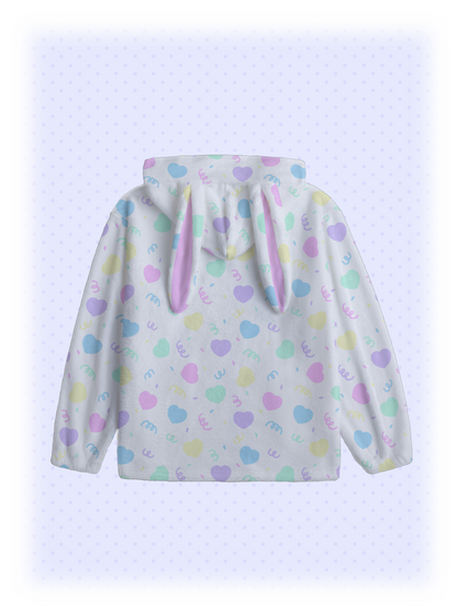 Heart Confetti Bunny Ear Hoodie