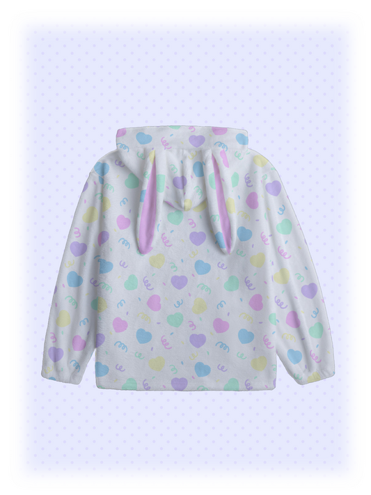 Heart Confetti Bunny Ear Hoodie